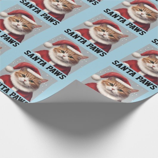 CAT CHRISTMAS, SANTA PAWS FUNNY GESCHENKPAPIER (Ecke)