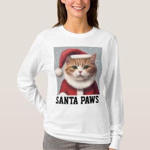 CAT-CHRISTMAS, SANTA PAWS FUNNY T - Shirt