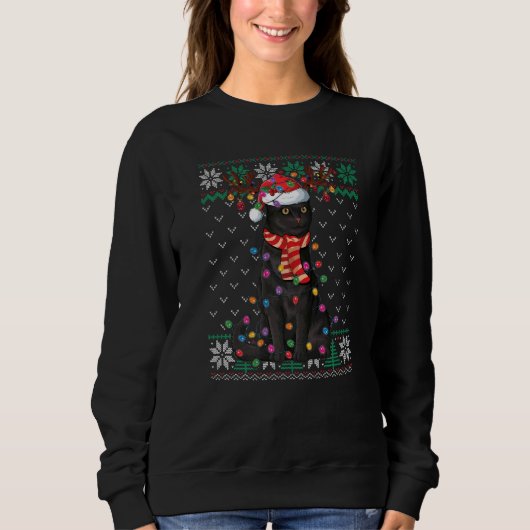 Cat Christmas Santa Reindeer Ugly Sweater Cat Paj Sweatshirt (Vorderseite)