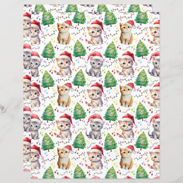Cat Christmas Scrapbook Whitepaper (Vorne/Hinten)
