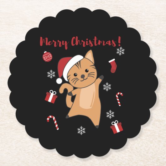 Cat Christmas Snow Winter Animals Cats Untersetzer (Vorderseite)