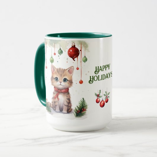 Cat Christmas Tasse (Vorderseite Links)
