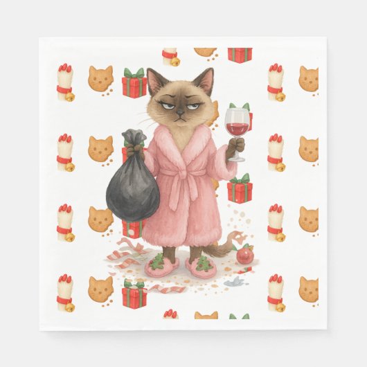 Cat Christmas themed for Siamese Cat Lovers Serviette (Vorderseite)