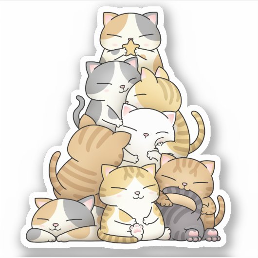 Cat Christmas Tree Aufkleber (Vorderseite)