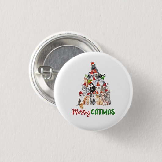 Cat Christmas Tree Cat Lover Cat Eigentümer Weihna Button (Vorne & Hinten)