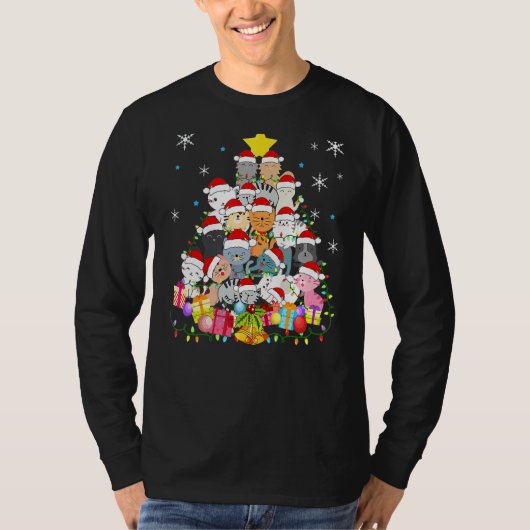 Cat Christmas Tree Cat Lover Funny Christmas Cat A T-Shirt (Vorderseite)