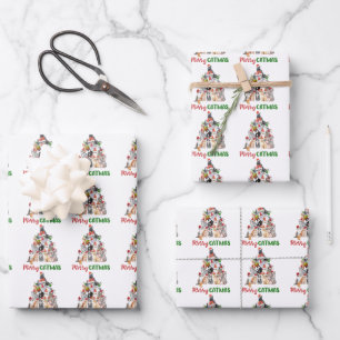 Cat Christmas Tree Cat Lover Weihnachtsfeiertag Geschenkpapier Set