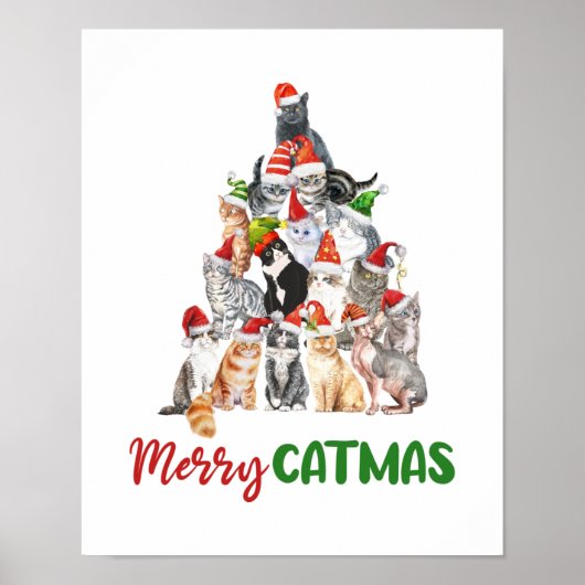 Cat Christmas Tree Cat Lover Weihnachtsfeiertag Poster (Vorne)