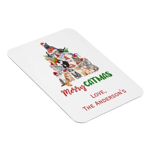 Cat Christmas Tree Cat Lover Weihnachtskarte Magnet (Rechte Seite)