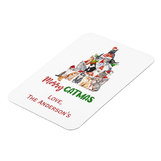 Cat Christmas Tree Cat Lover Weihnachtskarte Magnet (Linke Seite)