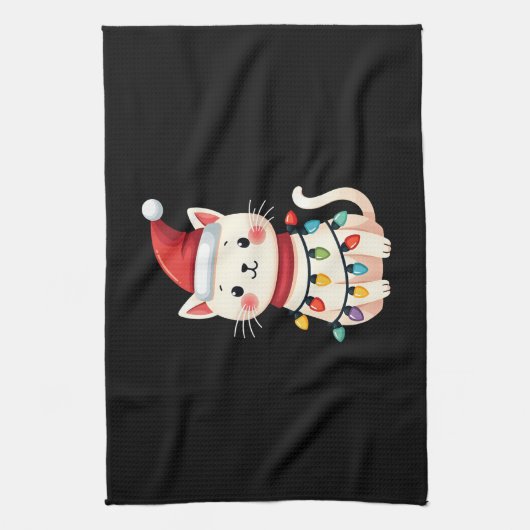 Cat Christmas Tree Christmas (4) Geschirrtuch (Vertikal)