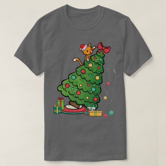 Cat Christmas Tree Christmas Kitten T-Shirt (Design vorne)