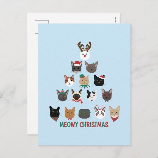 Cat Christmas Tree Feiertagspostkarte (Vorne/Hinten)