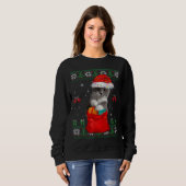 Cat Christmas Tree Lights Weihnachtsmannmütze Cat Sweatshirt (Vorne ganz)