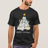 Cat Christmas Tree Merry Catmas Meowy Weihnachten T-Shirt (Vorderseite)
