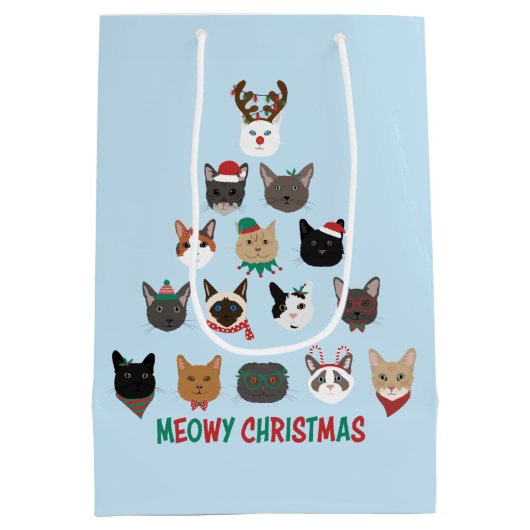 Cat Christmas Tree Mittlere Geschenktüte (Rückseite)