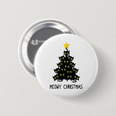 Cat Christmas Tree Niedlich Black Kitten Lover Meo Button (Vorne & Hinten)