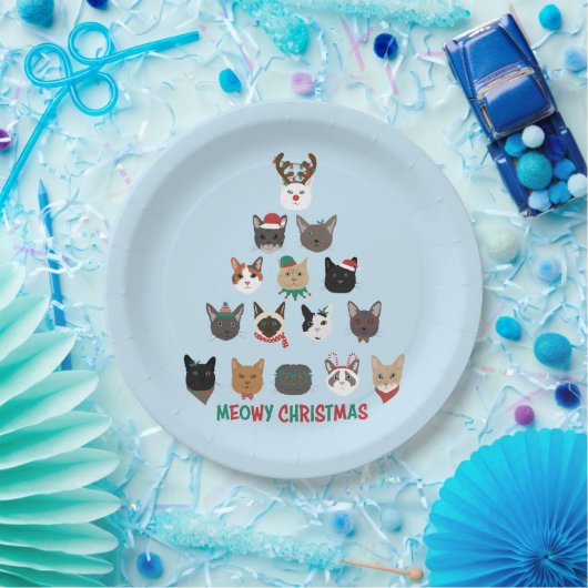 Cat Christmas Tree Pappteller (Party)