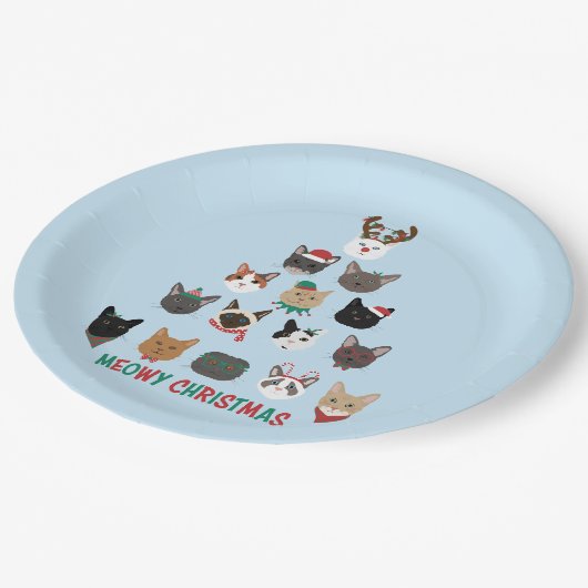 Cat Christmas Tree Pappteller (Schrägansicht)
