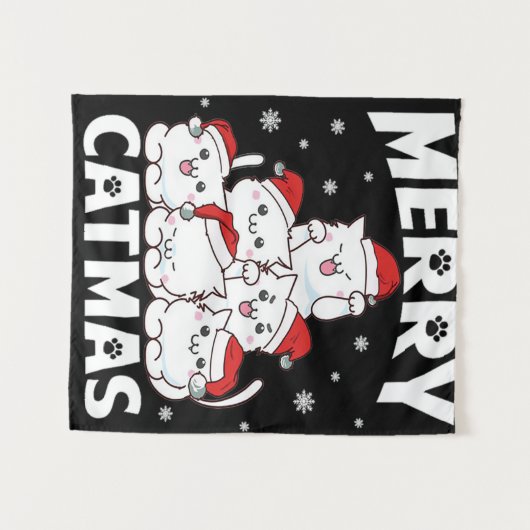 Cat Christmas Tree Wandteppich (Vorderseite (Horizontal))