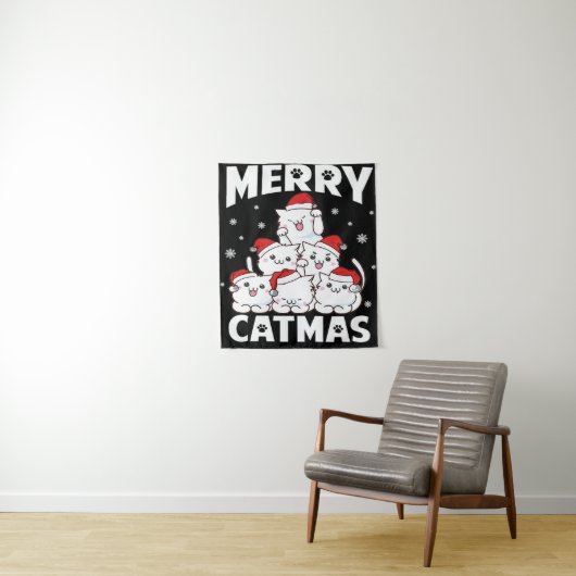 Cat Christmas Tree Wandteppich (Beispiel)