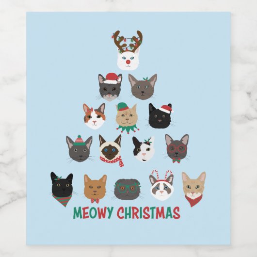 Cat Christmas Tree Weinetikett (Einzelnes Label)