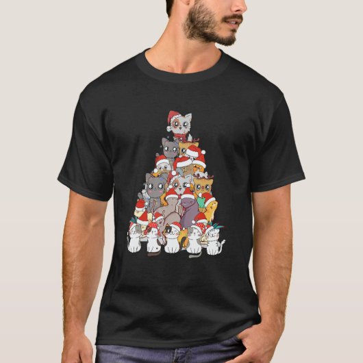 Cat Christmas Tree Xmas Meowy Catmas Santa T-Shirt (Vorderseite)