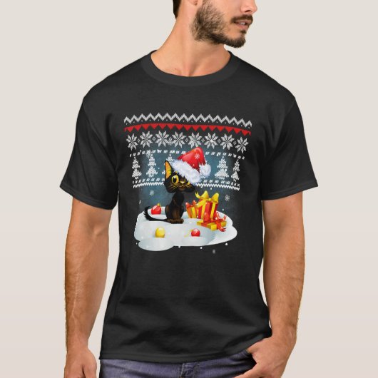 Cat Christmas Ugly Christmas Sweater Holiday Tree T-Shirt (Vorderseite)