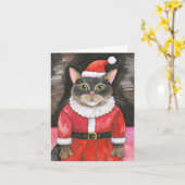 Cat Christmas Watercolor Karte (Gelbe Blume)