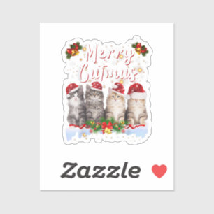 Cat Christmas Weihnachtsmannmütze Funny Merry Catm Aufkleber