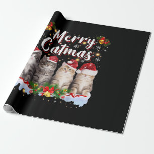 Cat Christmas Weihnachtsmannmütze Funny Merry Catm Geschenkpapier