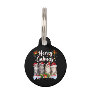 Cat Christmas Weihnachtsmannmütze Funny Merry Catm Haustiermarke
