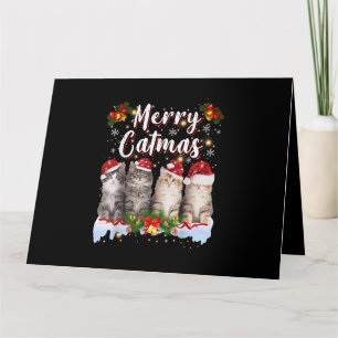 Cat Christmas Weihnachtsmannmütze Funny Merry Catm Karte