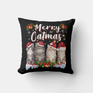 Cat Christmas Weihnachtsmannmütze Funny Merry Catm Kissen
