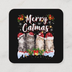 Cat Christmas Weihnachtsmannmütze Funny Merry Catm Quadratische Visitenkarte