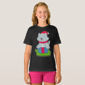 Cat Christmas Weihnachtsmannmütze T-Shirt (Vorne ganz)
