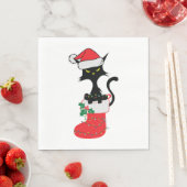 Cat Chritmas Weihnachtsmannmütze Serviette (Beispiel)