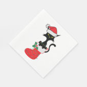 Cat Chritmas Weihnachtsmannmütze Serviette (Ecke)