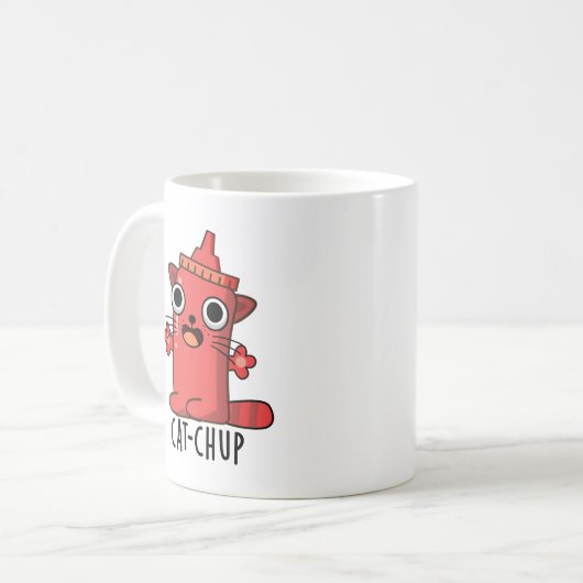 Cat chup Funny Ketchup Pun Kaffeetasse (Vorderseite Links)