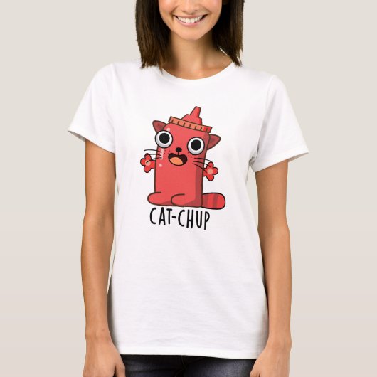 Cat chup Funny Ketchup Pun T-Shirt (Vorderseite)