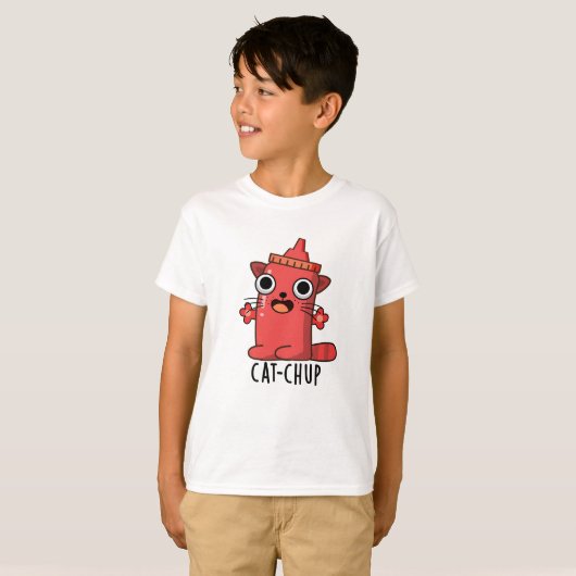 Cat chup Funny Ketchup Pun T-Shirt (Vorne ganz)