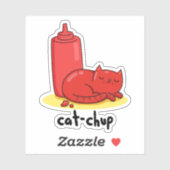 Cat chup Funny Red Ketchup Cat Pun Aufkleber (Blatt)