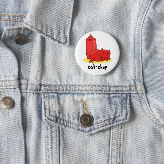 Cat chup Funny Red Ketchup Cat Pun Button (Beispiel)
