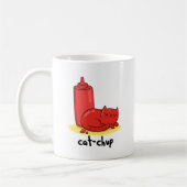 Cat chup Funny Red Ketchup Cat Pun Kaffeetasse (Links)