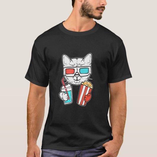 Cat Cinema Feinschmecker T-Shirt (Vorderseite)