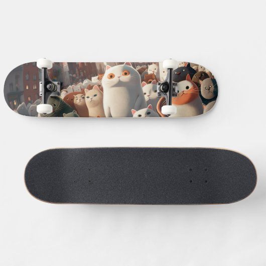 Cat City Cartoon Crowd Skateboard (Horizontal)