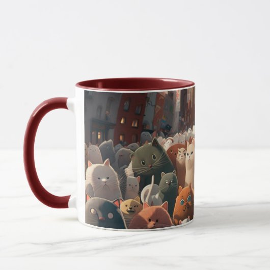 Cat City Cartoon Crowd Tasse (Links)