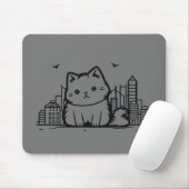 Cat Cityscape Furry Niedlich Vector Graphic Mousepad (Mit Mouse)