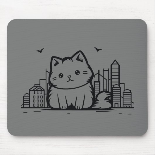 Cat Cityscape Furry Niedlich Vector Graphic Mousepad (Vorne)