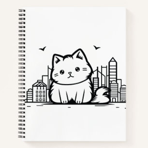 Cat Cityscape Furry Niedlich Vector Graphic Notizblock